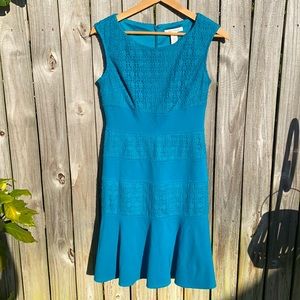 EUC Teal Crocheted WHBM Fit and Flare Cocktail Dress